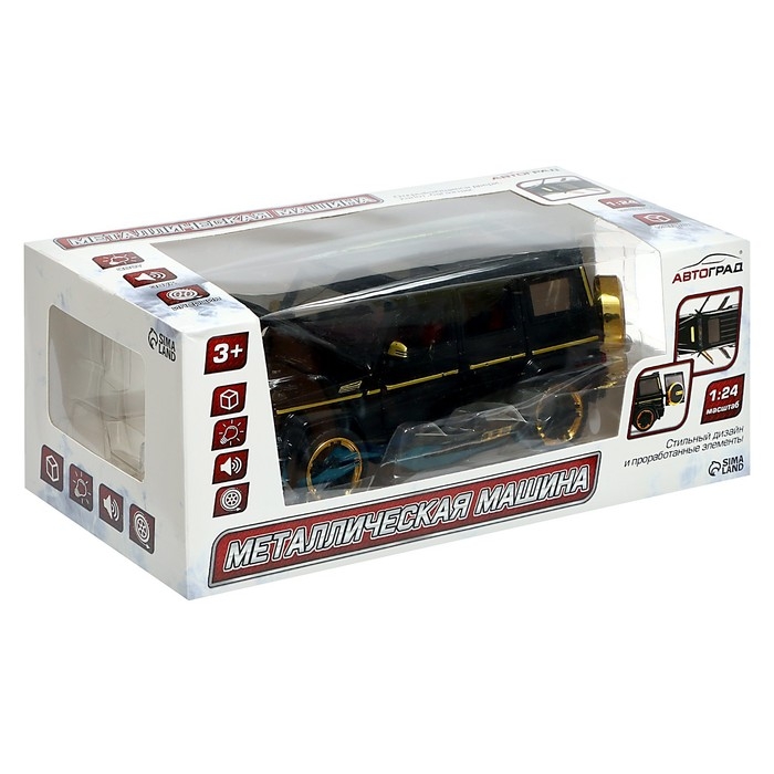 Машина металлическая, инерционная, 1:24, открываются двери, капот, багажник, цвет чёрный Машина металлическая, инерционная, 1:24, открываются двери, капот, багажник, цвет чёрный