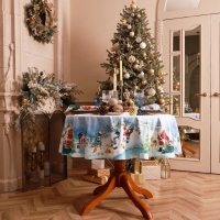 Скатерть Этель &laquo;Рождественский вечер&raquo;, d=220 см, 100% хл, саржа 190 г/м2