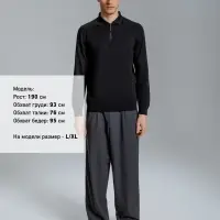 Рубашка поло мужская с длинным рукавом Terrazzo, черная, размер S/M