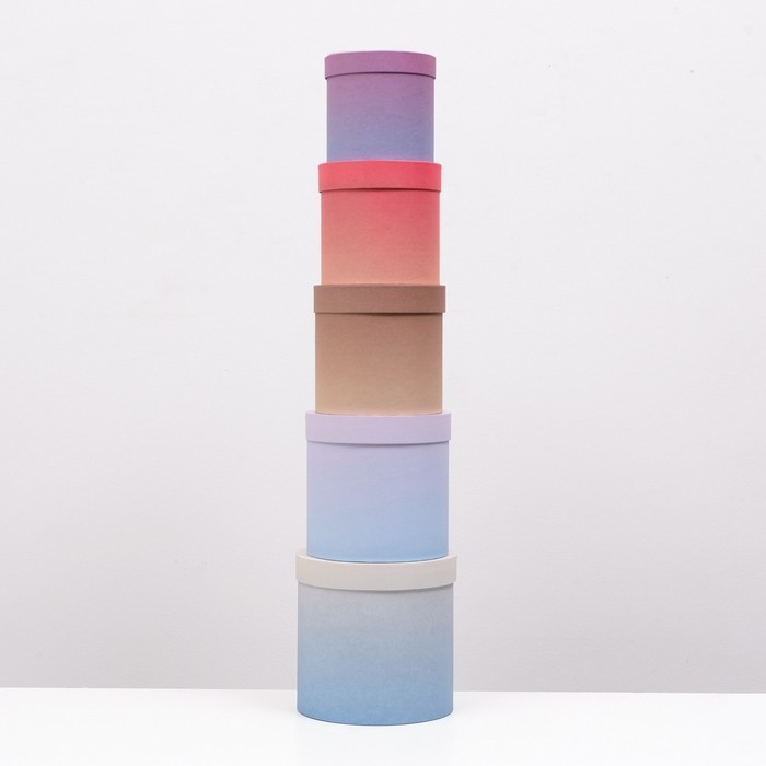 Набор круглых подарочных коробок 5 в 1 &laquo;Градиент 1&raquo;, 20 &times; 20 &times; 20‒13,5 &times; 13,5 &times; 13,5 см