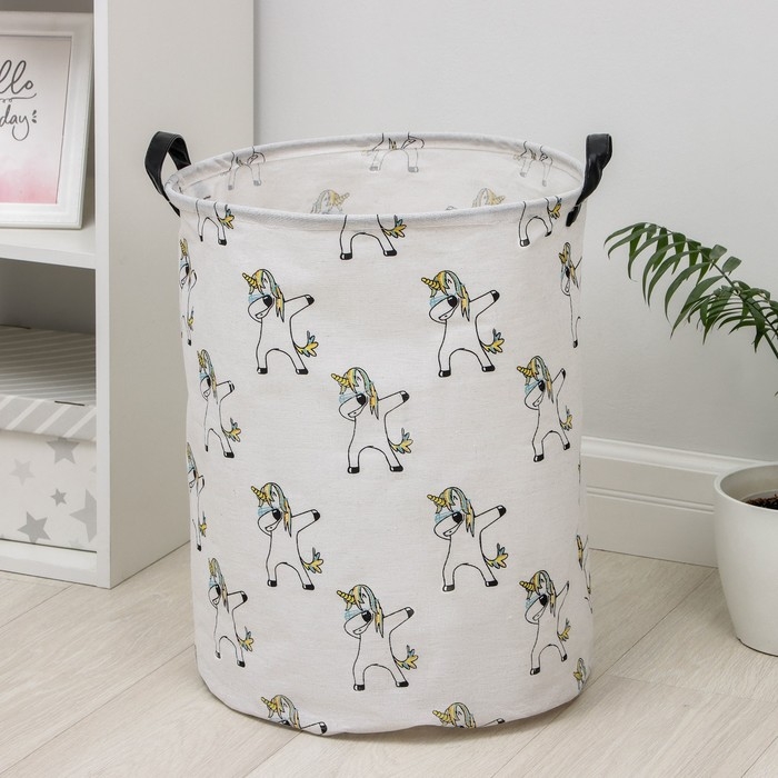 Корзина бельевая текстильная Доляна &laquo;Единороги&raquo;, 40&times;40&times;48,5 см