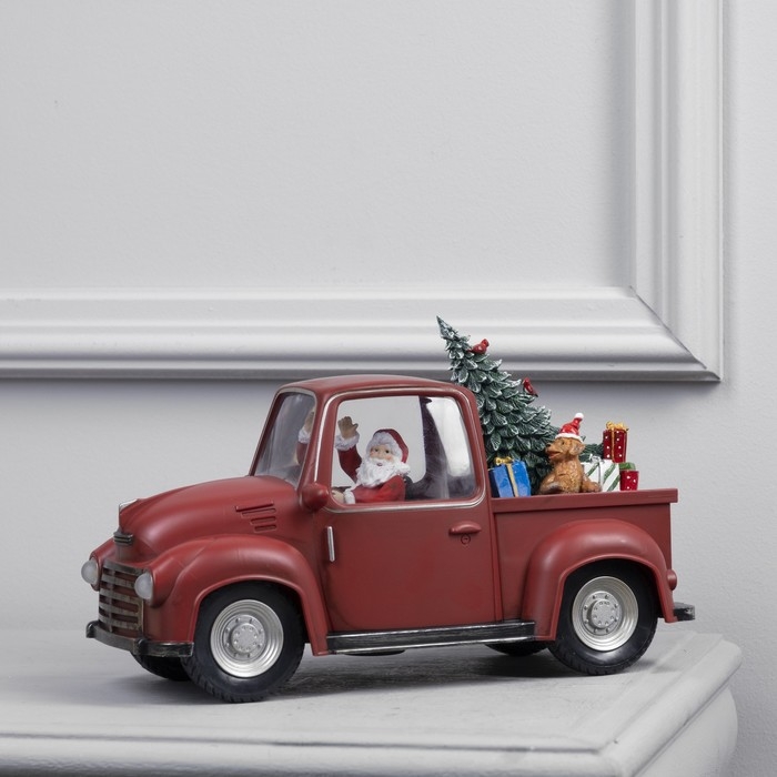 Светодиодная фигура &laquo;Машина с подарками&raquo; 28 &times; 18.5 &times; 12 см, пластик, батарейки ААх3 (не в комплекте), USB, свечение тёплое белое