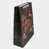 Новый год. Пакет подарочный, ламинированный, "Клетка",31 х 40 х 11,5 см.