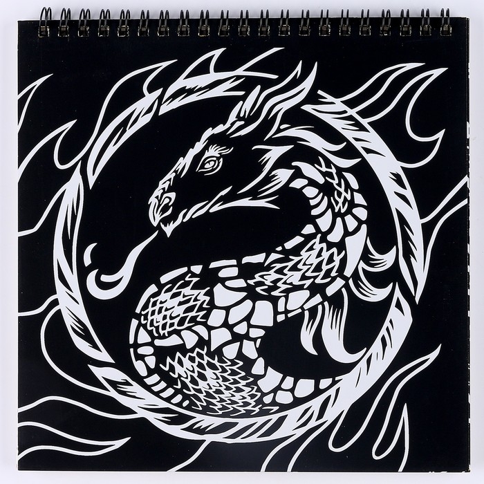 Блокнот гравюра - раскраска на новый год &laquo;Драконы в реальном мире&raquo;, 19 х 19 см