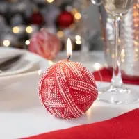 Свеча Kniteam, клубок, красный