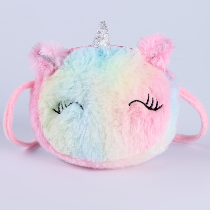 Плюшевая сумочка Плюшевая сумочка "Единорог" на шнурке, цвет розовый