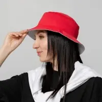 Панама Summer двусторонняя, красная с серым