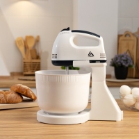 Миксер Luazon LMR-04, ручной, 180 Вт, 7 скоростей, 4 насадки, бело-чёрный Миксер Luazon LMR-04, ручной, 180 Вт, 7 скоростей, 4 насадки, бело-чёрный