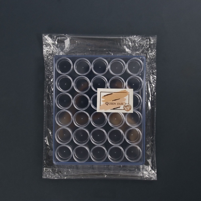 Набор баночек для декора, 30 шт, в органайзере, 6 мл, 16 &times; 13,5 см, цвет прозрачный