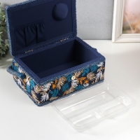 Шкатулка для рукоделия "Лесные веточки на синем" 24х16х11 см