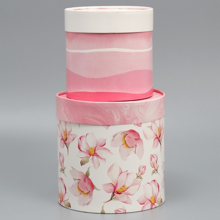 Набор шляпных коробок 2 в 1, упаковка подарочная, &laquo;With love&raquo;, 13 х 13, 16 х 16 см