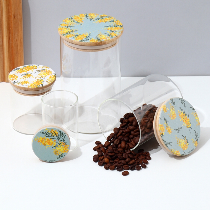 Банка для хранения сыпучих продуктов и круп &laquo;Нежная мимоза&raquo;, 250 мл