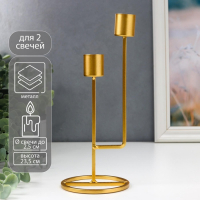 Подсвечник металл на 2 свечи "Высота" золото 23,5х9,5х9,5 см Подсвечник металл на 2 свечи "Высота" золото 23,5х9,5х9,5 см