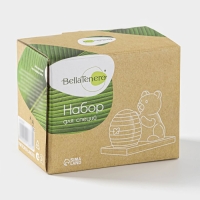 Набор фарфоровый для специй на бамбуковой подставке BellaTenero «Мишка с ульем», 2 предмета: солонка 40 мл, перечница, 40 мл, цвет белый Набор фарфоровый для специй на бамбуковой подставке BellaTenero «Мишка с ульем», 2 предмета: солонка 40 мл, перечница, 40 мл, цвет белый