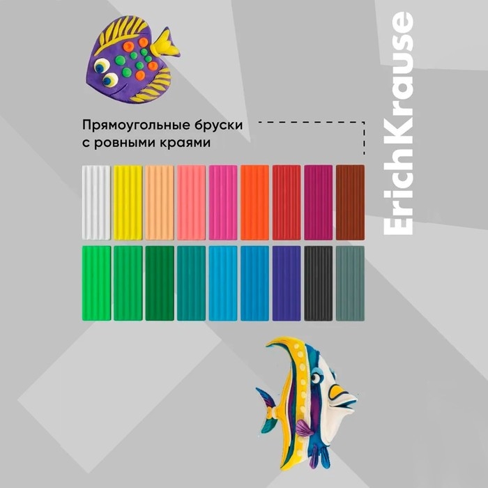 Пластилин 18 цветов, 288 г, ErichKrause Пластилин 18 цветов, 288 г, ErichKrause "Классический", в картонной упаковке