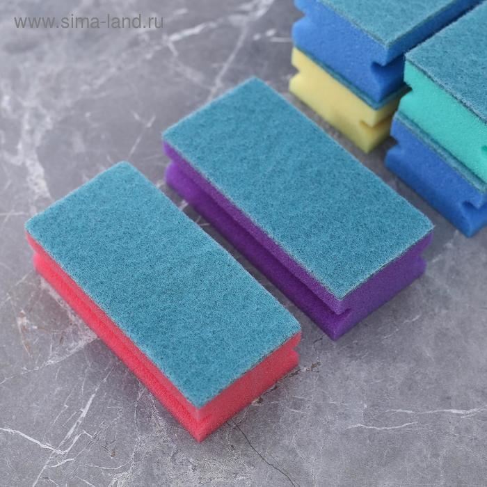 Губка для мытья посуды Доляна &laquo;Генеральная уборка&raquo;, 12&times;6&times;4 см, 6 шт