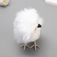 Пушистик "Совенок в блестках" белый 9х11х16 см