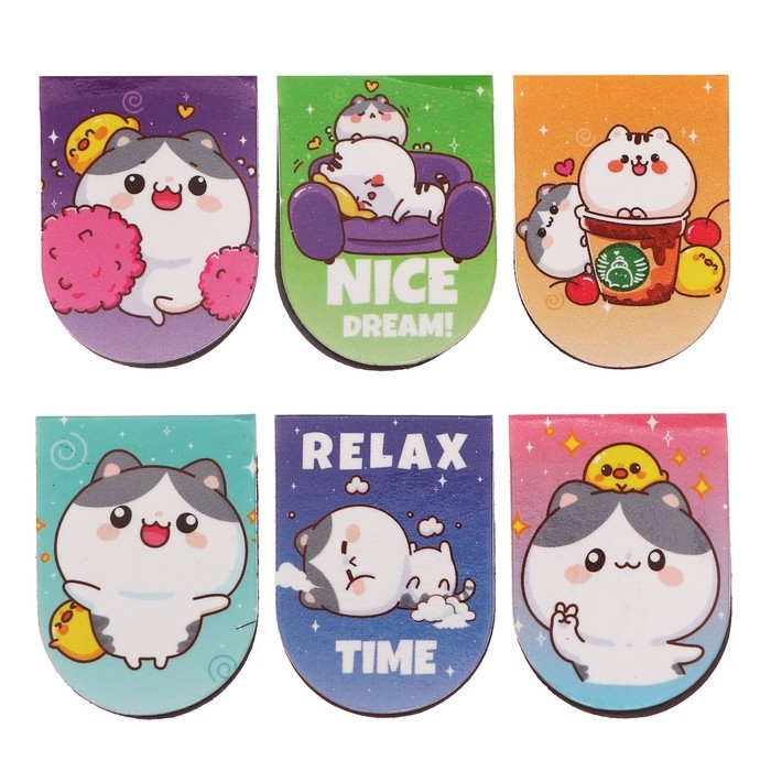 Магнитные закладки 6 штук Магнитные закладки 6 штук "Цыпа и Кот"