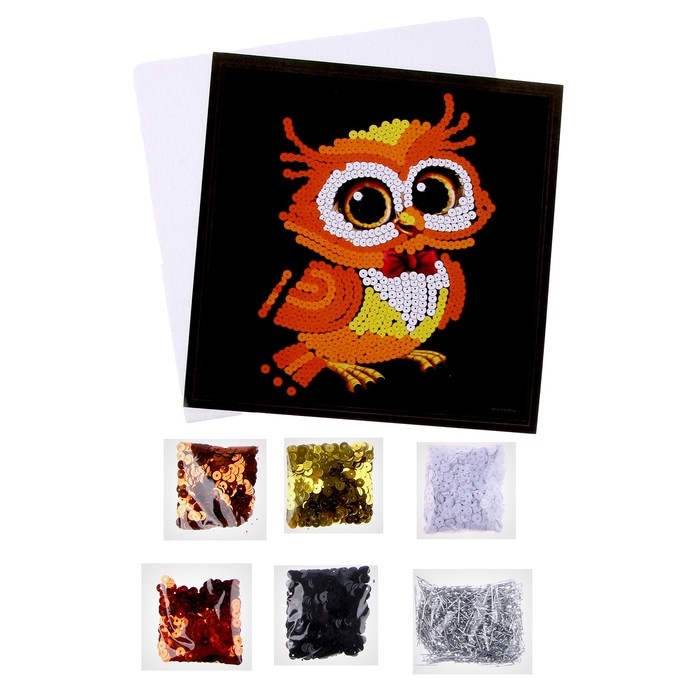 Набор для творчества: лунная гравюра детская и аппликация пайетками &laquo;Сова&raquo;