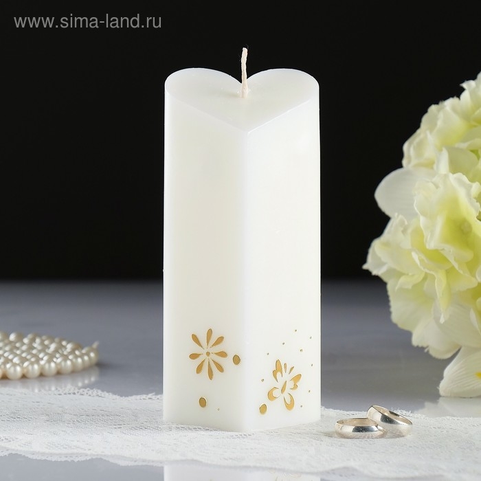 Свеча свадебная Свеча свадебная "Сердце", 6,8х15 см, белая, домашний очаг