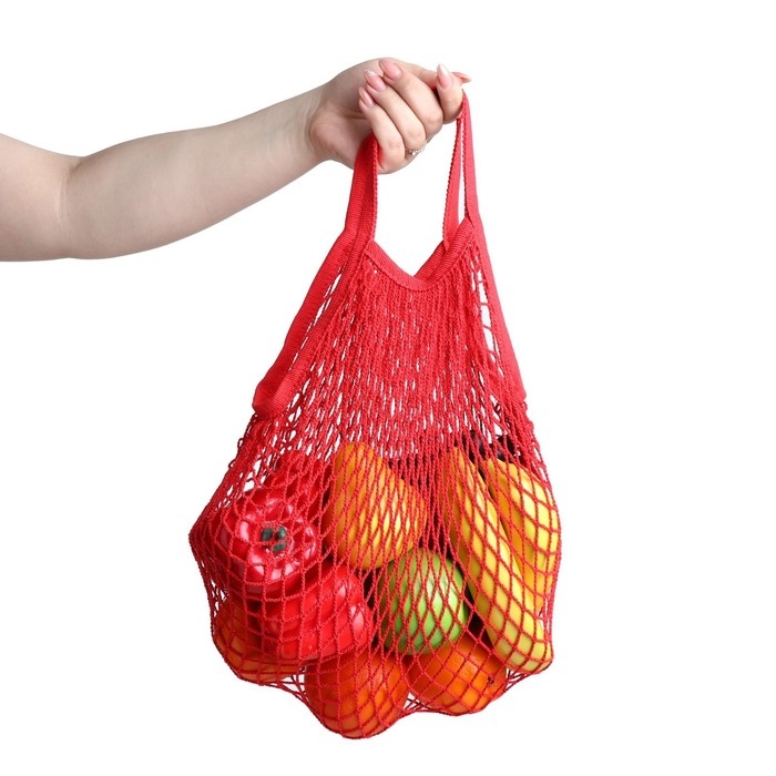 Авоська 37 х 20 см, ручка 12 см, клетка 1.5 см, красная Авоська 37 х 20 см, ручка 12 см, клетка 1.5 см, красная