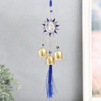 Музыка ветра металл "Звезда, два месяца и солнце" синий, от сглаза 3 колокольчика 27 см Музыка ветра металл "Звезда, два месяца и солнце" синий, от сглаза 3 колокольчика 27 см