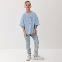 Футболка детская MINAKU: Exclusive print, цвет голубой, рост 116 см