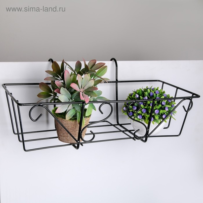 Подставка для цветов балконная Доляна &laquo;Ренессанс&raquo; 45,5&times;20&times;12 см, цвет чёрный