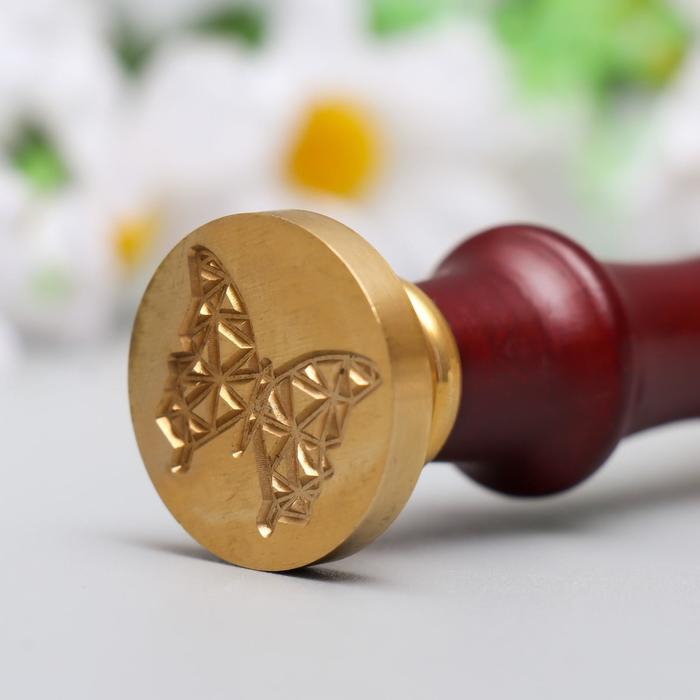 Печать для сургуча с деревянной ручкой Печать для сургуча с деревянной ручкой "Бабочка 3D" 9х2,5х2,5 см