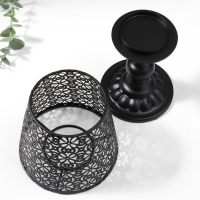 Подсвечник металл на 1 свечу "Абажур с цветами" чёрный 23х11х11 см Подсвечник металл на 1 свечу "Абажур с цветами" чёрный 23х11х11 см