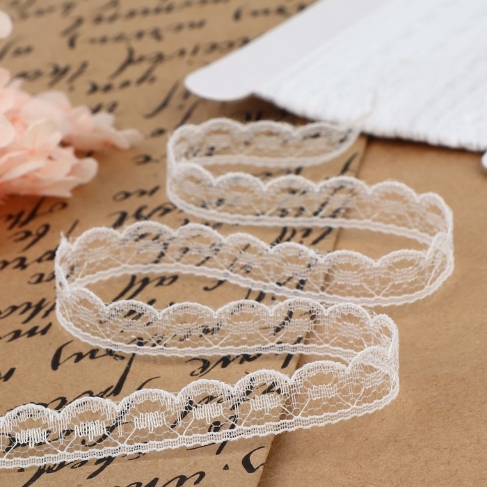 Кружево капроновое, 13 мм × 10 ± 1 м, цвет белый Кружево капроновое, 13 мм × 10 ± 1 м, цвет белый