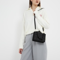 Сумка женская мессенджер из искусственной кожи с цепью, 14&times;20 см, цвет чёрный