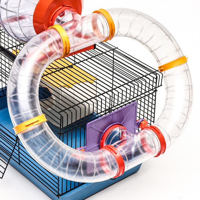 Клетка для грызунов малая с лабиринтом, колесом и домом, 40 x 25 х 22 см, микс цветов Клетка для грызунов малая с лабиринтом, колесом и домом, 40 x 25 х 22 см, микс цветов