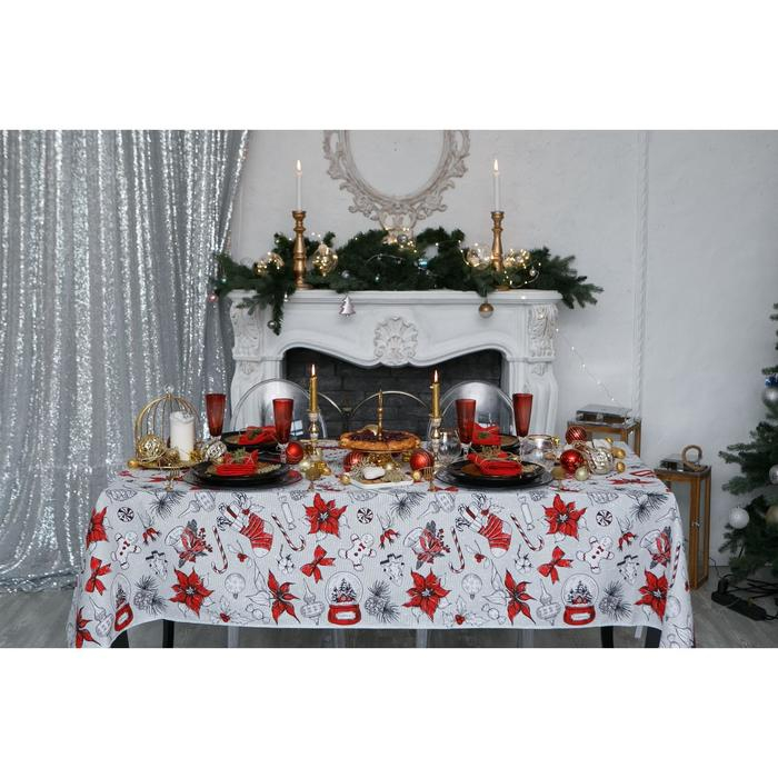 Скатерть "Доляна" Новогоднее настроение 220х149+/- 3см, 100% хлопок, 164 г/м2