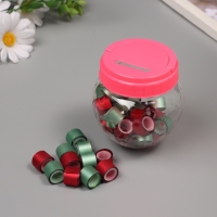 Клейкая лента пластик в банке "Глори. Красный, зелёный" н-р 40 шт 1,2 см, дл.0,9м 7х7х9 см Клейкая лента пластик в банке "Глори. Красный, зелёный" н-р 40 шт 1,2 см, дл.0,9м 7х7х9 см