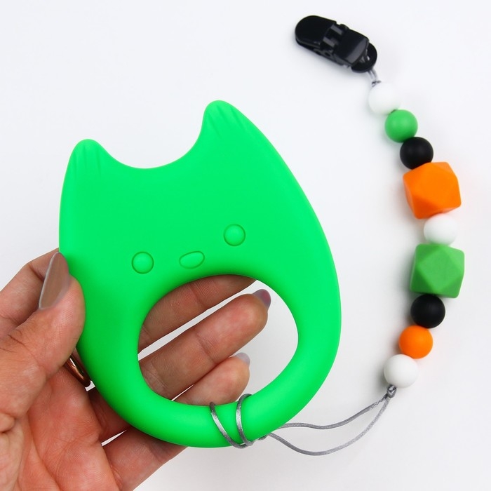 Прорезыватель силиконовый на держателе «Котик», Крошка Я Прорезыватель силиконовый на держателе «Котик», Крошка Я