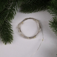 Гирлянда &laquo;Нить&raquo; 2 м роса, IP20, серебристая нить, 20 LED, 3 режима, батарейки AG13х3 (в комплекте), свечение тёплое белое