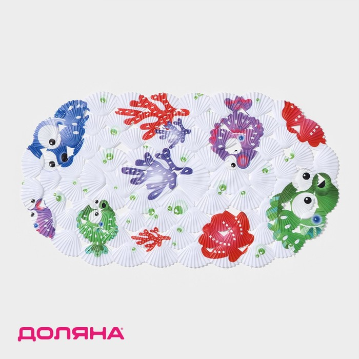 Коврик противоскользящий в ванну на присосках Доляна «Рыбка-шар», 39×69 см Коврик противоскользящий в ванну на присосках Доляна «Рыбка-шар», 39×69 см