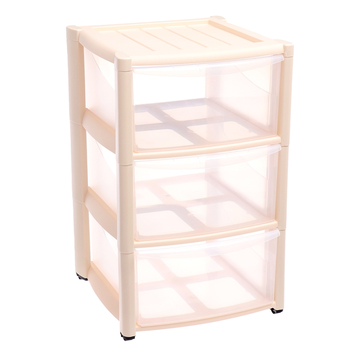 Комод на колесах &laquo;Амадео&raquo;, 3 ящика, цвет бежевый