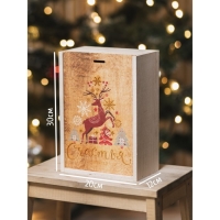 Подарочная коробка - ящик новогодний &laquo;Счастья и любви в Новом Году&raquo;, деревянный 20 &times; 30 &times; 12 см