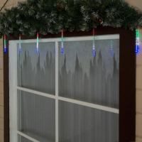 Гирлянда &laquo;Сосульки&raquo; 2.4 &times; 0.2 м, IP44, прозрачная нить, 96 LED, свечение мульти с эффектом стекания, 12 В