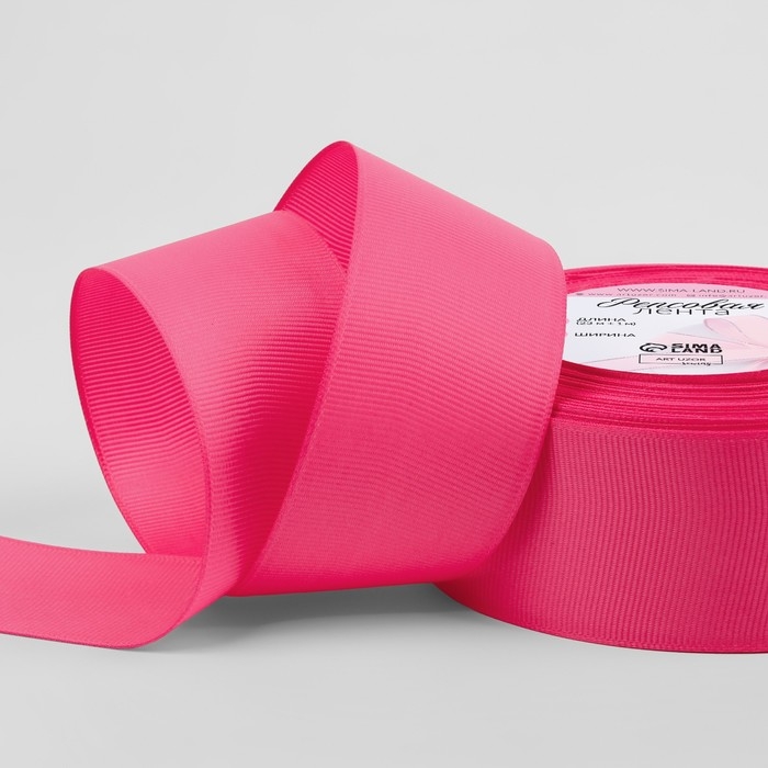 Лента репсовая, 40 мм, 23 &plusmn; 1 м, цвет ярко-розовый №159
