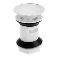 Донный клапан ZEIN BP4, корпус пластик, большая кнопка, нержавеющая сталь, с переливом Донный клапан ZEIN BP4, корпус пластик, большая кнопка, нержавеющая сталь, с переливом