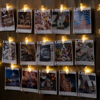 Гирлянда &laquo;Нить&raquo; 2 м роса с насадками &laquo;Прищепки&raquo;, IP20, серебристая нить, 20 LED, свечение тёплое белое, ААх2