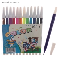 Фломастеры 12 цветов "Зверюшки", в PVC пакете, невентилируемый колпачок Фломастеры 12 цветов "Зверюшки", в PVC пакете, невентилируемый колпачок