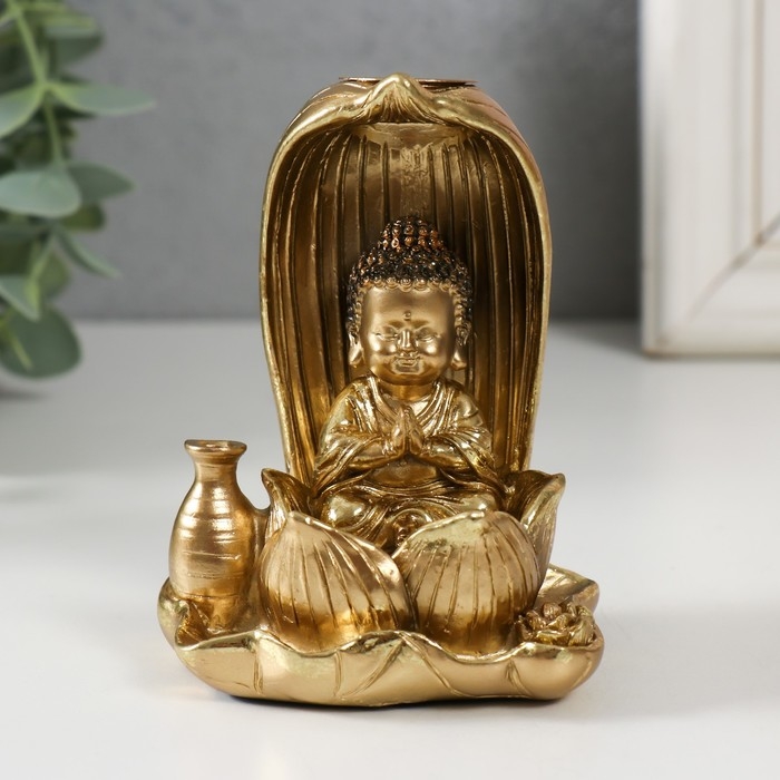 Подставка под благовония полистоун Подставка под благовония полистоун "Маленький будда" золото 6,1х7,5х10 см
