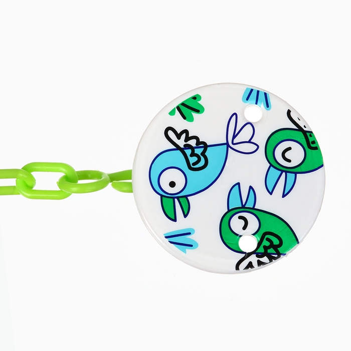 Набор: Соска - пустышка с держателем &laquo;Птички&raquo;, ортодонтическая, +6 мес, цвет зеленый