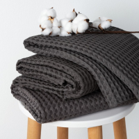 Полотенце вафельное банное Этель &laquo;Boho&laquo; 67х140 см, цвет тёмно-серый, 100% хл, 290 гр/м2