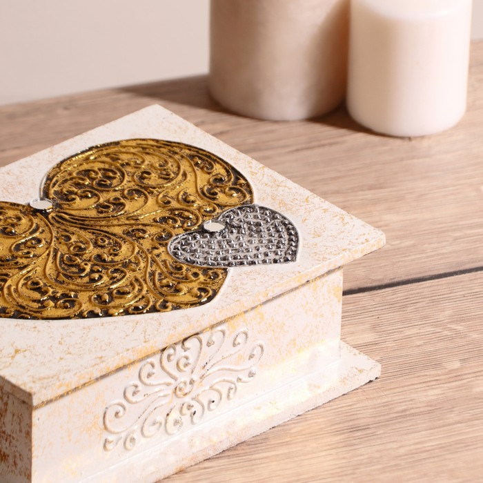 Шкатулка Шкатулка "Два сердца" 19,5х15х7 см