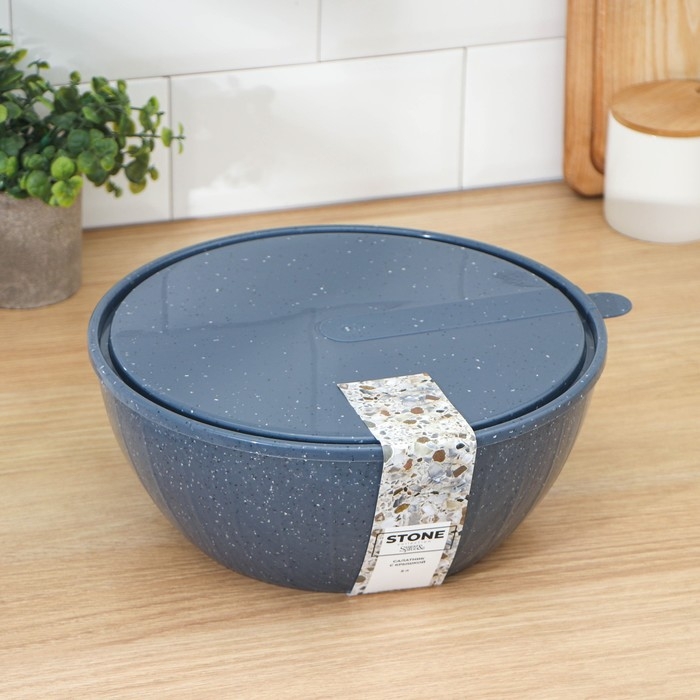 Салатник с крышкой STONE, 5 л, цвет темный камень Салатник с крышкой STONE, 5 л, цвет темный камень